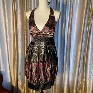 Multi color bubble dress with halter top